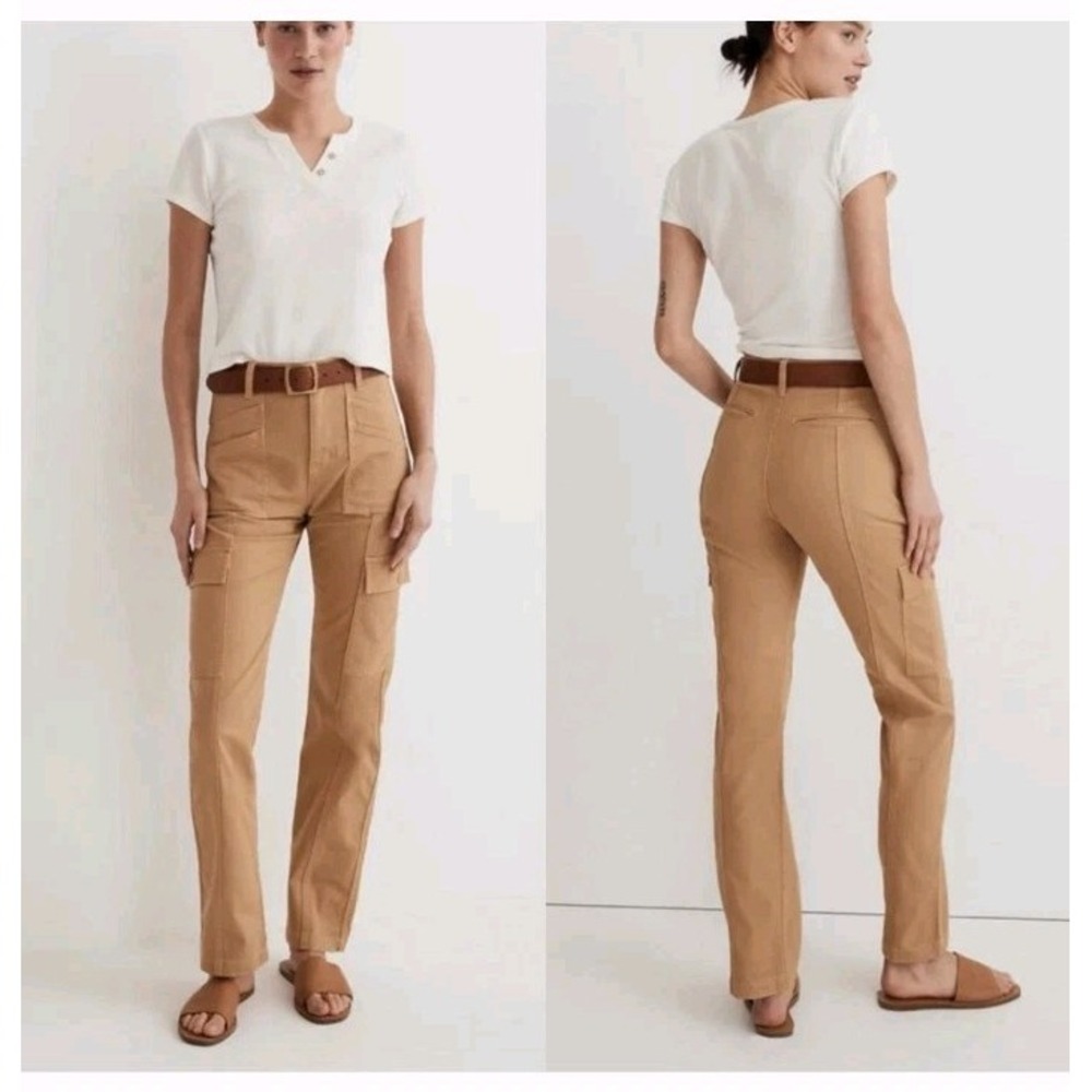 Madewell The Curvy Garment Dyed 90s Straight Cargo Pants Womens 27 Tan Boho - Picture 2 of 7